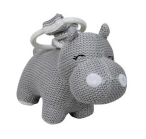 Knitted Hippo Pram Toy Grey