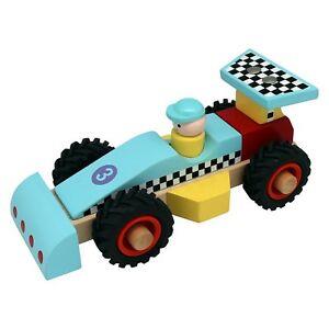 Wooden Racing Car Toy Blue