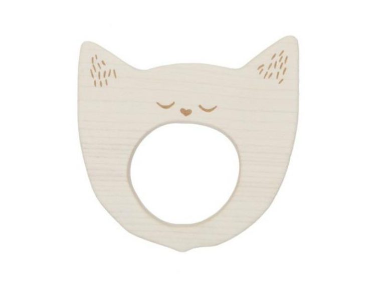Wooden Story Yawning Cat Maple Wood Teether